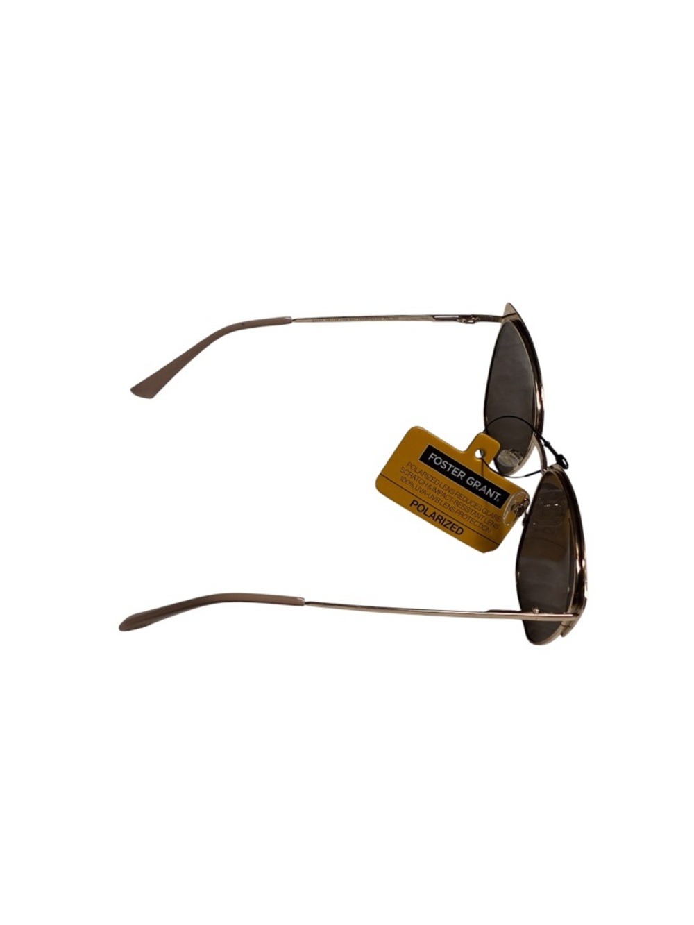 Foster Grant Polarized Gold Metal Cat-Eye Sunglasses with Brown Lenses - Picture 11 of 13
